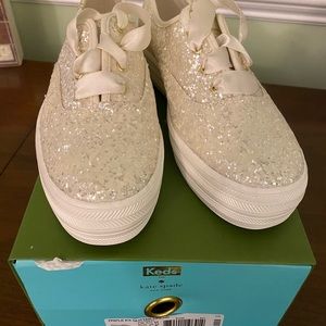 Kate Spade Keds glitter wedding sneakers. 8. New
